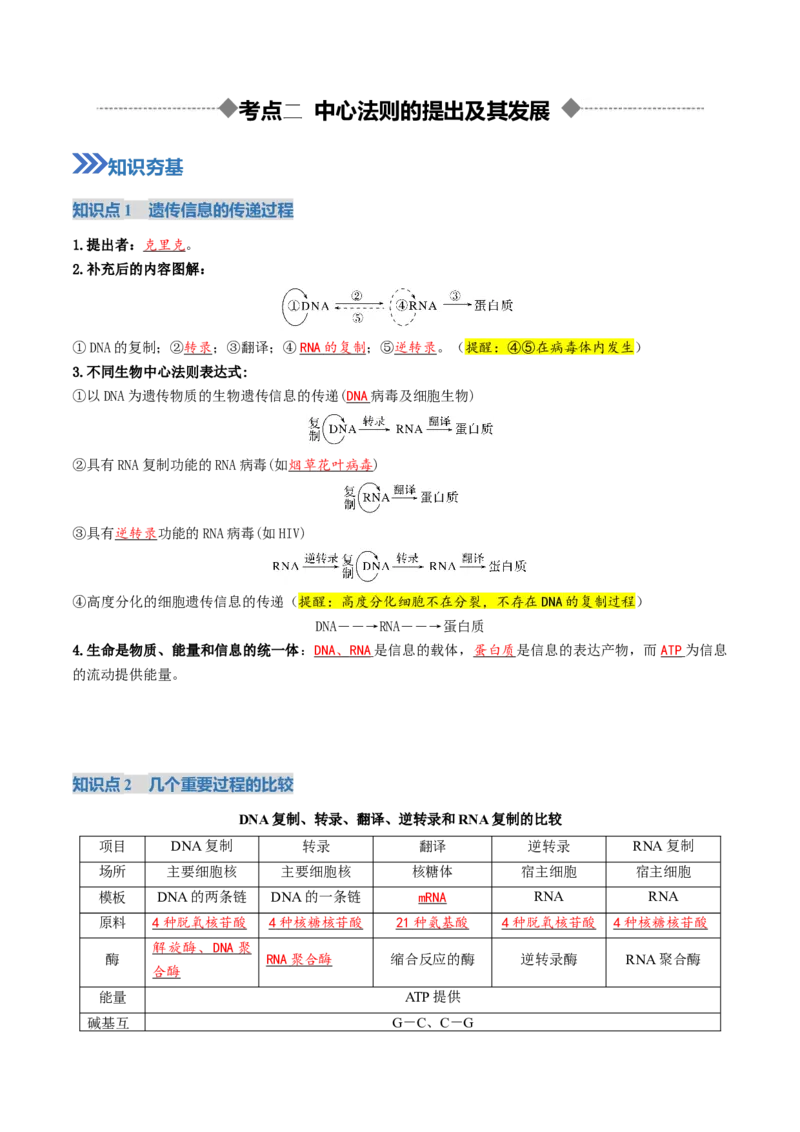 《第21讲基因的表达、基因与性状的关系（复习讲义）（全国通用）（教师版）_高考一二三轮复习_生物_2026年高考生物一轮_2026年高考生物一轮复习讲义+练习+课件（新教材新高考）-G55_2026版》第10页预览