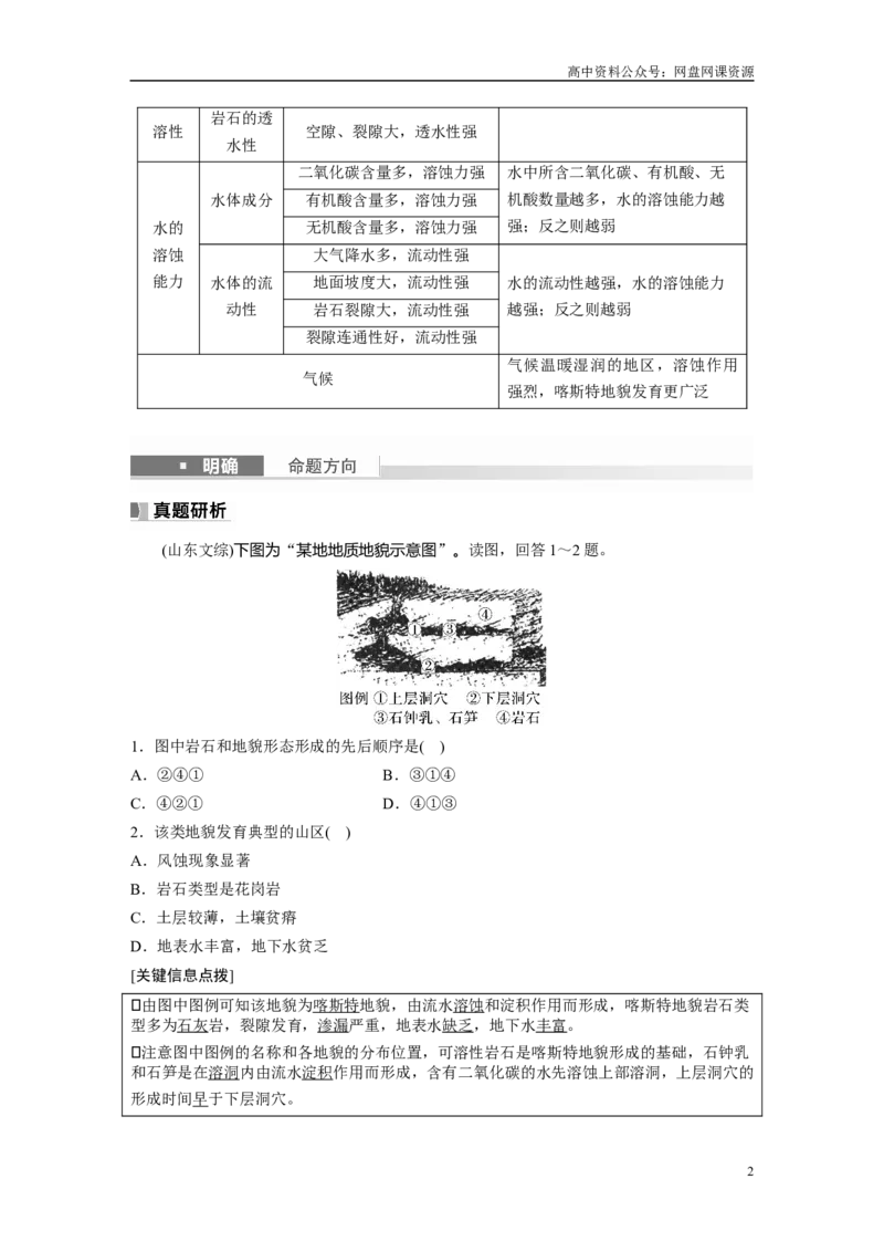 《2024年高考地理一轮复习（新人教版）第1部分　第5章　第4讲　课时32　喀斯特地貌_初高中资料库_高中资料库（转存避免链接过期失效）_高中地理》第2页预览