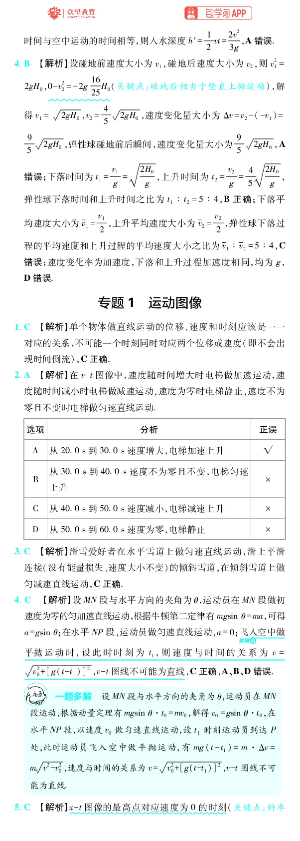 《第1章直线运动_2027高中必刷题_必刷题2027_2027高一高二必刷题_高考必刷题_高中必刷题_2027版高中《必刷题600分考点700分考法》（全科）_27版物理_物理答案》第4页预览