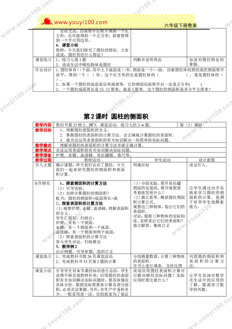 《第二单元圆柱和圆锥_26春小学语数英道科各版本《课件+教案》_26春各版本数学《课件+教案》1-6年级下册_26春西师大版数学1-6年级下册教案课件PPT_西师大版数学六年级下册教案课件（26春）》第2页预览