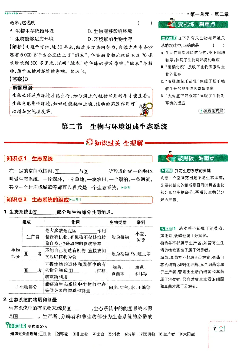 《2024版初中必刷题-七上生物人教版狂K重点_初中全科知识点总结和试卷_赠送习题试卷_初中3年学习辅助资料_2、2025初中必刷题合集_初中必刷题23+24+25上册_24初中必刷题上册+下册全_2024版》第8页预览