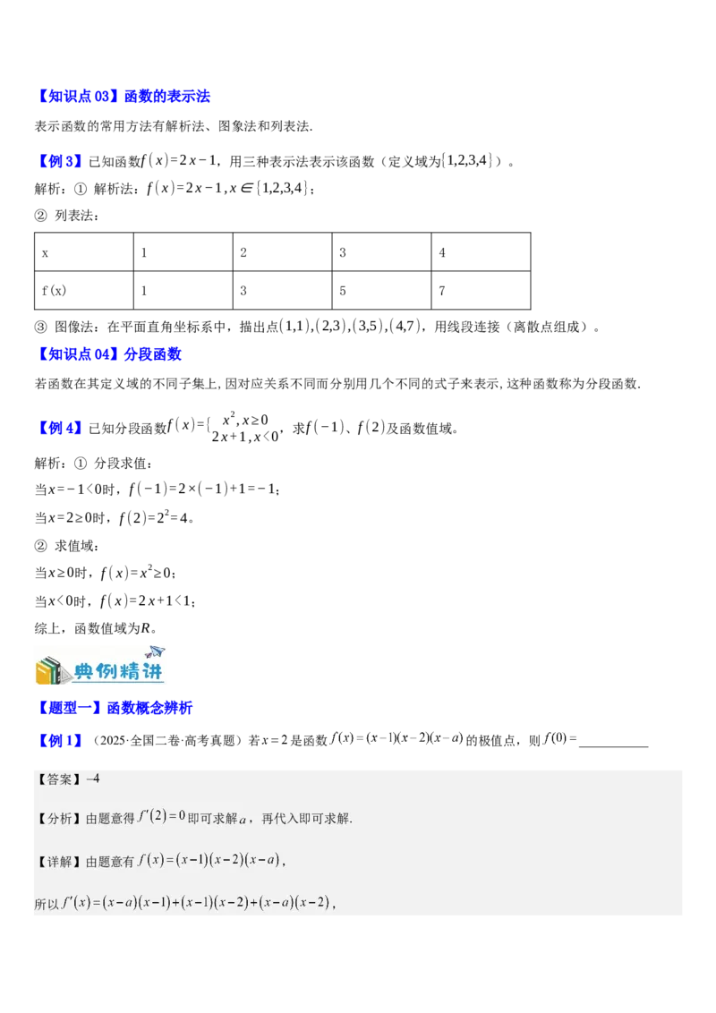 《第09讲函数的概念、定义域与值域（知识清单+5典例精讲+5方法技巧+分层训练）（教师版）_高考一二三轮复习_数学_2027年高考数学一轮更新中》第2页预览