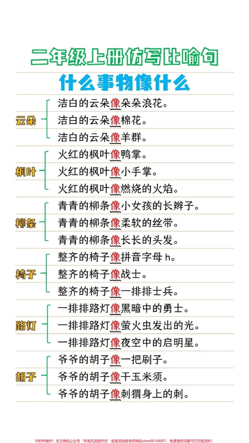 《二年级上册仿写比喻句,家长收藏♥️关注哦》第1页预览
