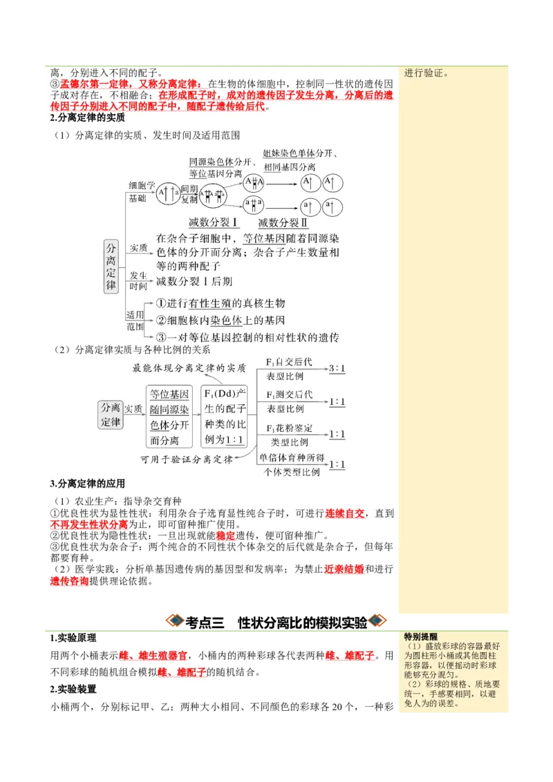 《第15讲分离定律（知识清单）（全国通用）（教师版）_高考一二三轮复习_生物_2027年高考生物一轮_2027年高考生物一轮课件+讲义+练习（黑吉辽蒙专用）-G330_2027版》第6页预览