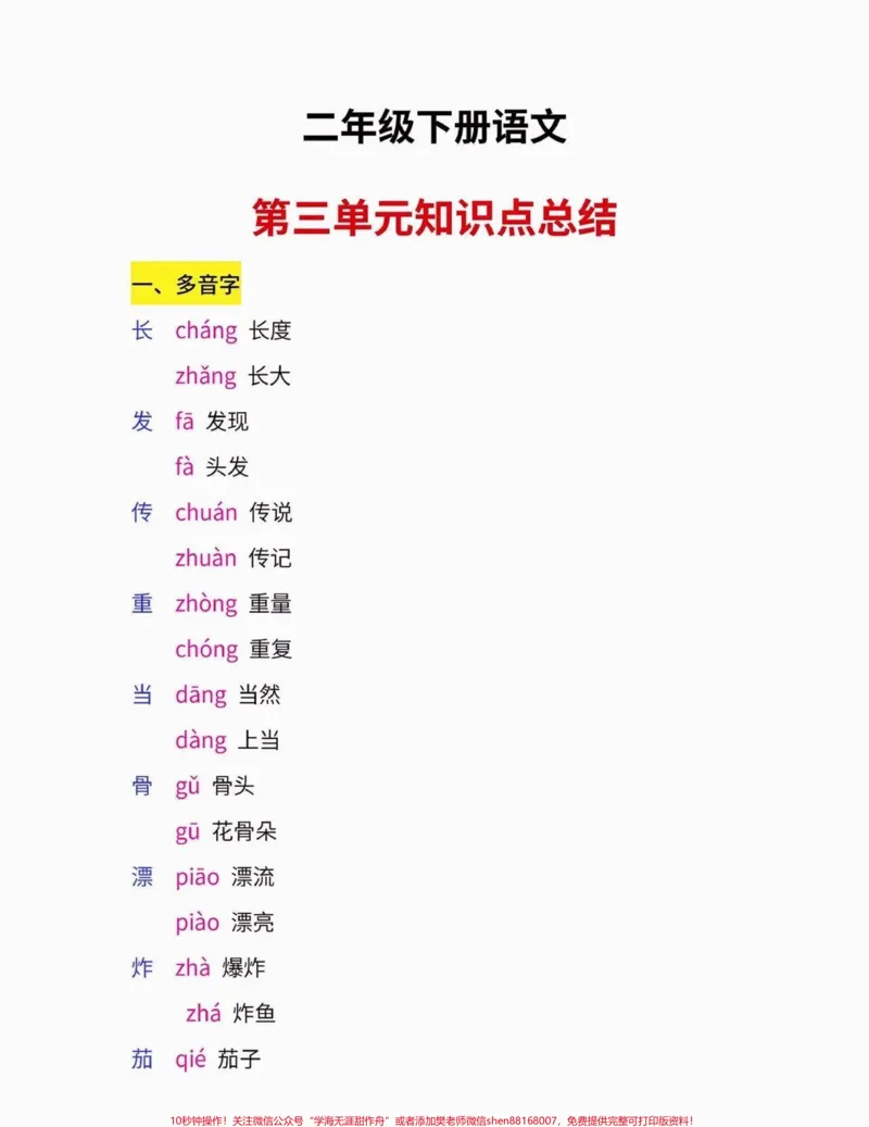 《二年级语文下册第三单元知识点总结。二年级语文下册第三单元知识点总结#第三单元#知识点总结#二年级#二年级语文#家长收藏孩子受益_最新小学1-9年级各科+幼升小+综合类学习资源汇总包》第2页预览