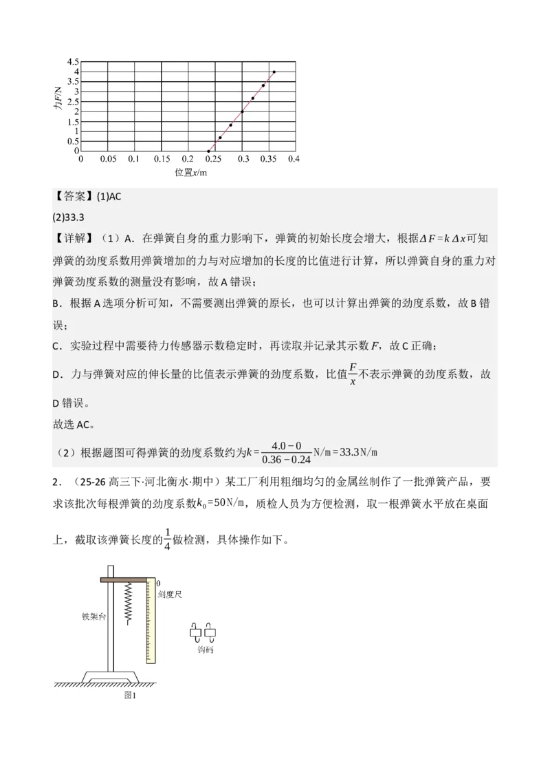 《专题08实验：探究弹簧弹力与形变量的关系（教师版）_高考一二三轮复习_物理_2027年高考物理一轮更新中_82027届高考物理一轮复习题型精讲及课时精练》第4页预览