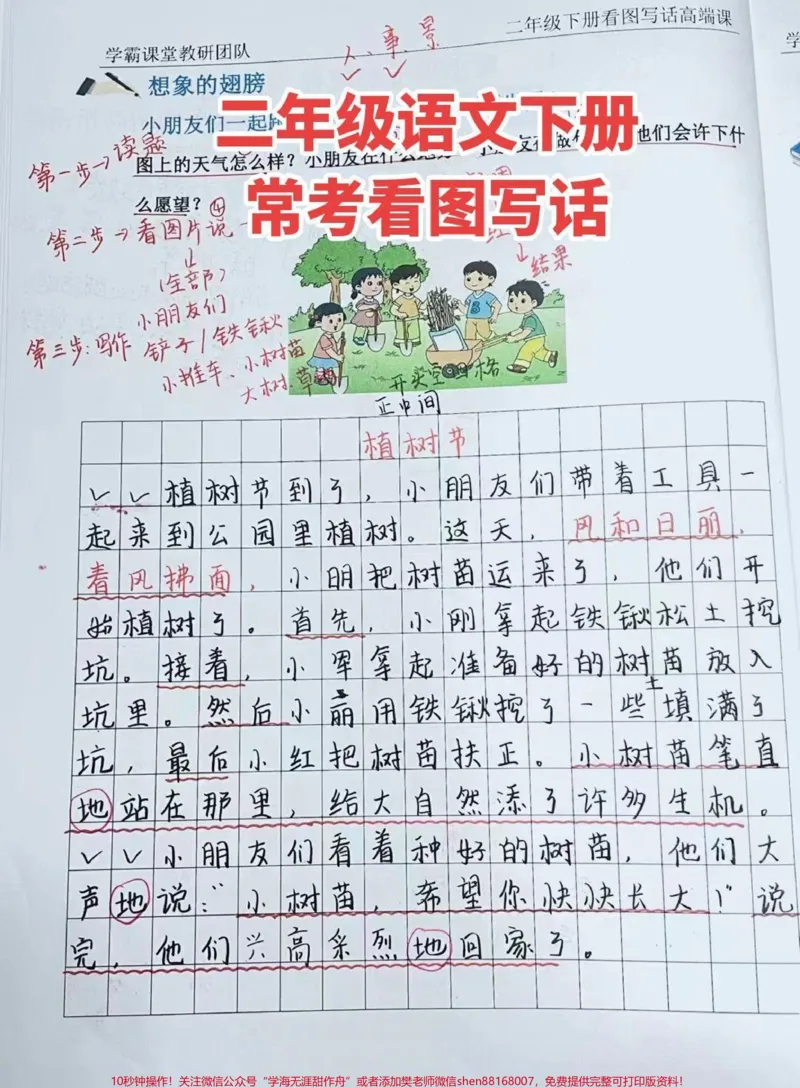 《二年级语文下册,常考看图写话。二下语文看图写话班#一二年级看图写话_最新小学1-9年级各科+幼升小+综合类学习资源汇总包_二年级一线老师整理版资源(全网独家)》第1页预览