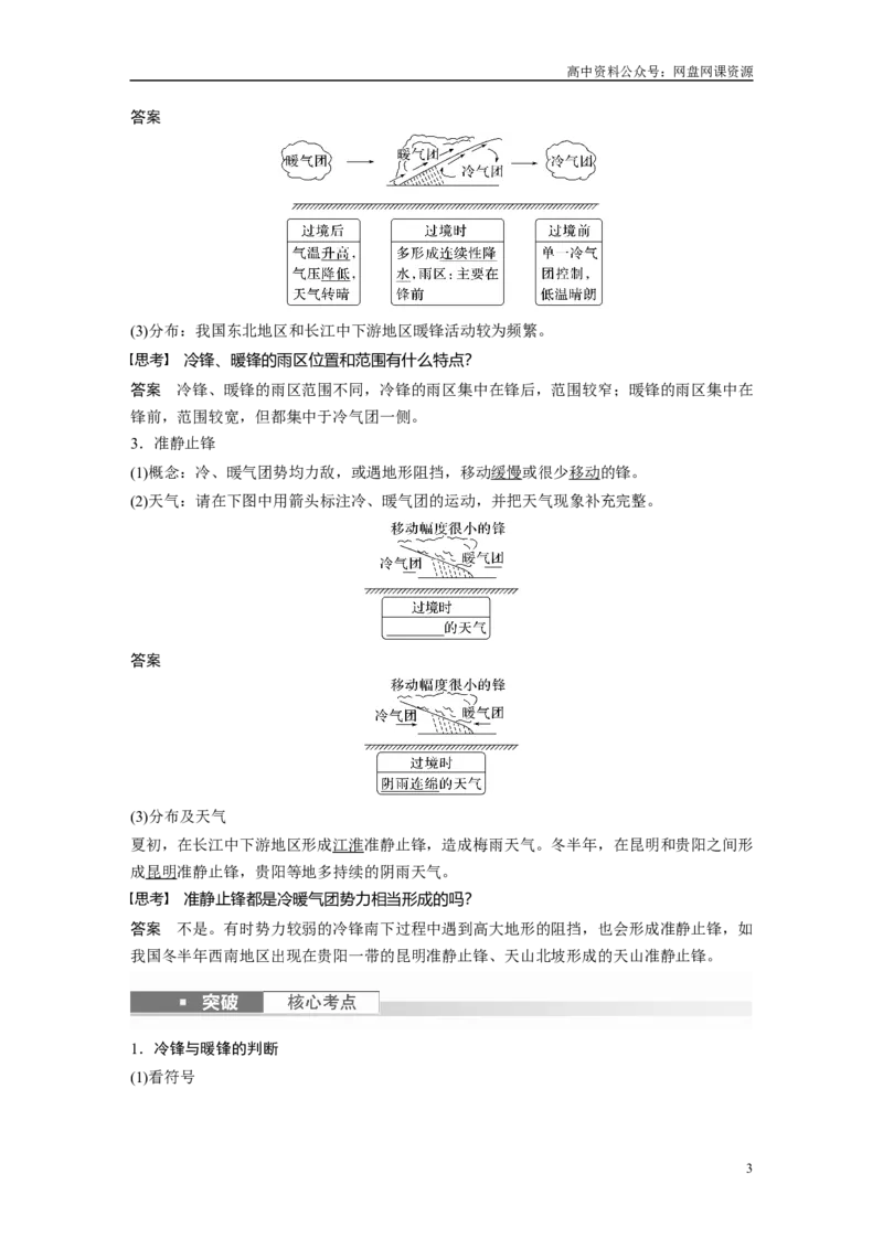 《2024年高考地理一轮复习（新人教版）第1部分　第3章　第2讲　课时14　锋与天气_初高中资料库_高中资料库（转存避免链接过期失效）_高中地理》第3页预览