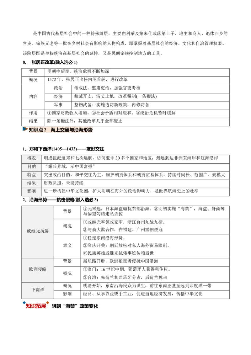 《第09讲从明朝建立到清前中期的统治（复习讲义）（全国通用）（教师版）_高考一二三轮复习_历史_2027年高考历史一轮_2027年高考历史一轮复习讲义+练习+课件（新教材新高考）-G55_2027版》第7页预览