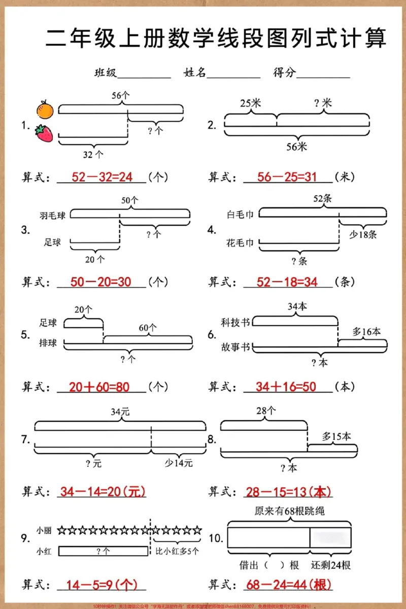 《二年级上册数学线段图列式计算。#二年级上册数学#二年级#易错题#必考考点#易错题数学》第3页预览