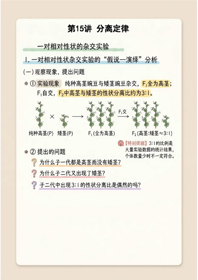 《第15讲分离定律(图文版知识清单)_高考一二三轮复习_生物_2027年高考生物一轮_2027年高考生物一轮复习知识清单(全国通用)-G56_2027版》第4页预览