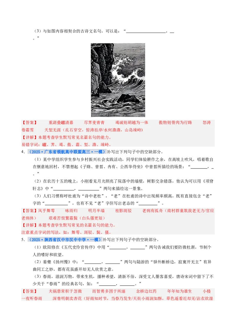 《专项训练06名篇名句默写（全国通用）（教师版）_高考一二三轮复习_语文_2026年-语文一轮复习_2026年高考语文一轮复习考点精讲精练（新高考通用）-G58_2026版》第2页预览