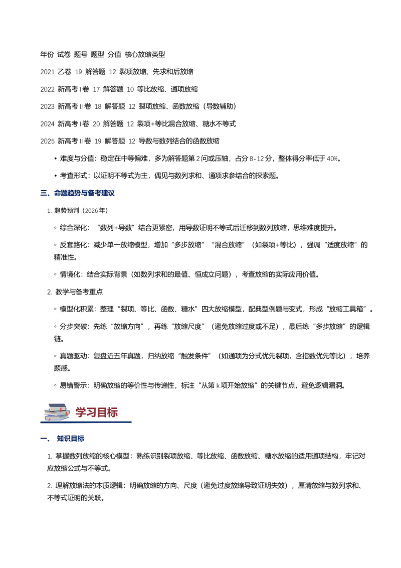 《第11讲放缩法与数列讲义（思维导图+知识要点+解题技巧+题型归纳+巩固提升）（新高考通用）-教师版_高考一二三轮复习_数学_2026年-数学高考二轮复习》第3页预览