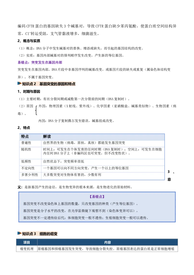 《第22讲生物的变异（复习讲义）（全国通用）（学生版）_高考一二三轮复习_生物_2027年高考生物一轮_2027年高考生物一轮复习讲义+练习+课件（新教材新高考）-G55_2027版》第6页预览