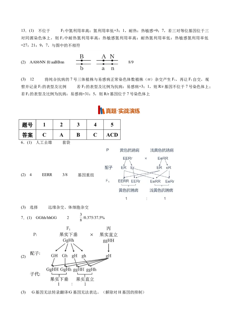 《第16讲自由组合定律（专项训练）（全国通用）（答案）_高考一二三轮复习_生物_2027年高考生物一轮_2027年高考生物一轮复习讲义+练习+课件（新教材新高考）-G55_2027版》第2页预览