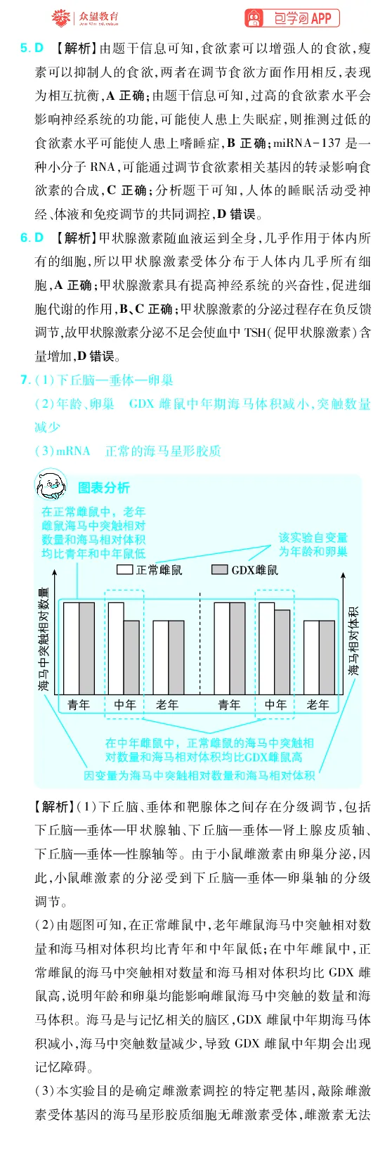 《第9章动物生命活动的调节_2027高中必刷题_必刷题2027_2027高一高二必刷题_高考必刷题_高中必刷题_2027版高中《必刷题600分考点700分考法》（全科）_27版生物_生物答案》第6页预览