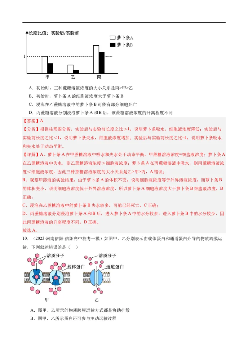 《专题01细胞的分子组成、结构和物质运输（分层练）（解析版）_初高中资料库_高中资料库（转存避免链接过期失效）_高中生物》第5页预览