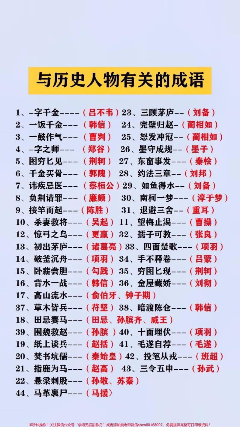 《与历史人物有关的成语#qunju888.com618好物节_最新小学1-9年级各科+幼升小+综合类学习资源汇总包_价值20万元！最新小学1-9年级各科+幼升小+综合类学习资源汇总包》第1页预览