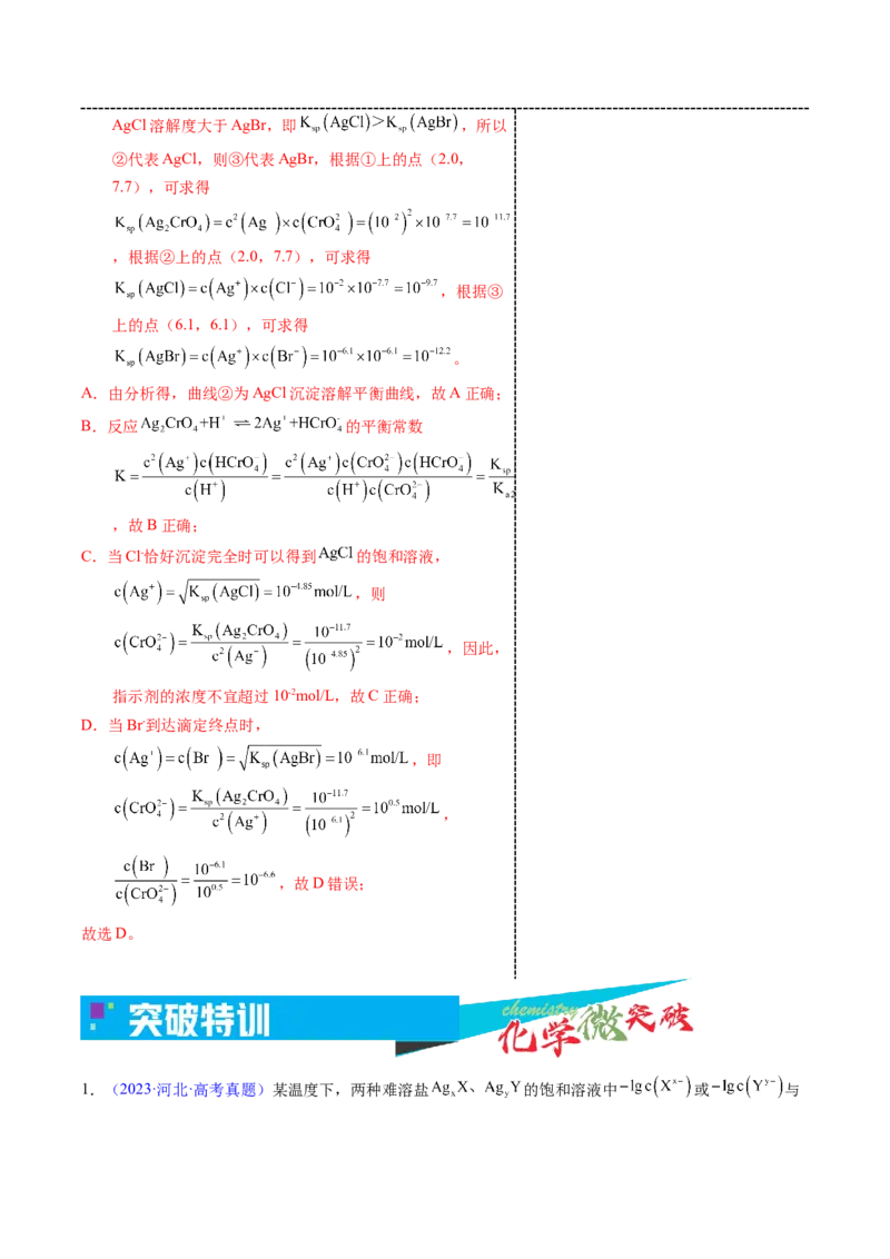 《4-2沉淀阴阳离子浓度对数图像（教师版）_高考一二三轮复习_化学_2026年-化学高考专项复习_22026年高考化学培优微突破讲义（全国通用）》第4页预览