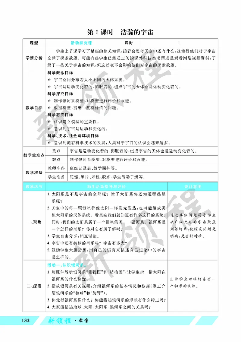 《教案—第6课时浩瀚的宇宙_26春小学语数英道科各版本《课件+教案》_26春教科版科学《课件+教案》1-6年级下册_六下_第三单元宇宙_第三单元宇宙_第6课时浩瀚的宇宙》第1页预览
