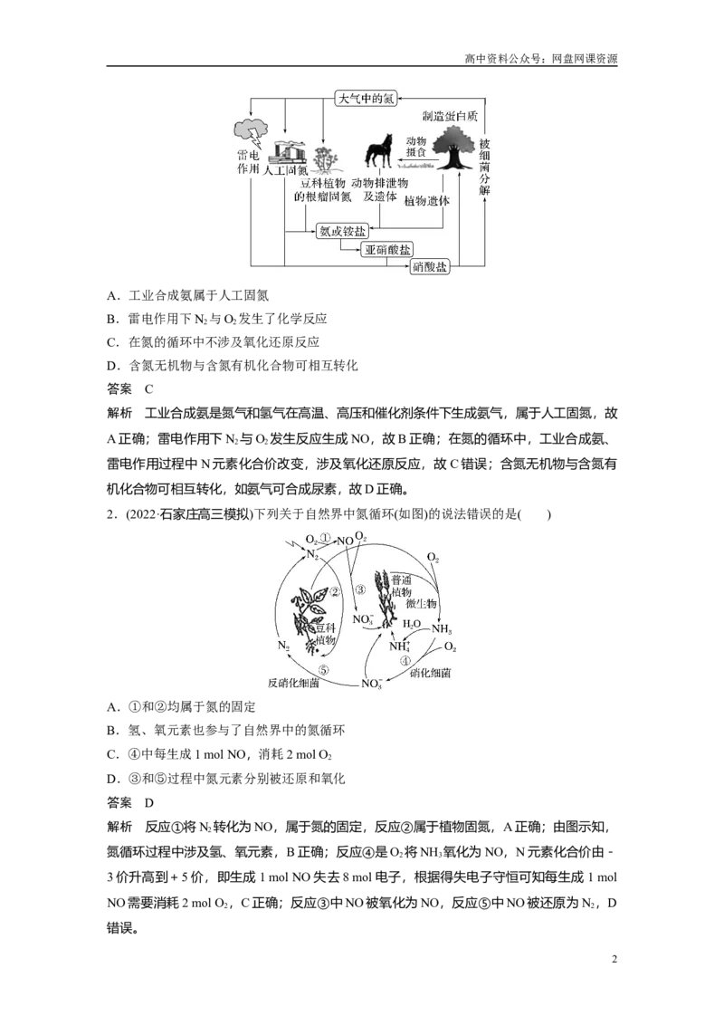 《2024年高考化学一轮复习（新高考版）第5章第27讲　氮及其化合物的转化关系_初高中资料库_高中资料库（转存避免链接过期失效）_高中化学》第2页预览
