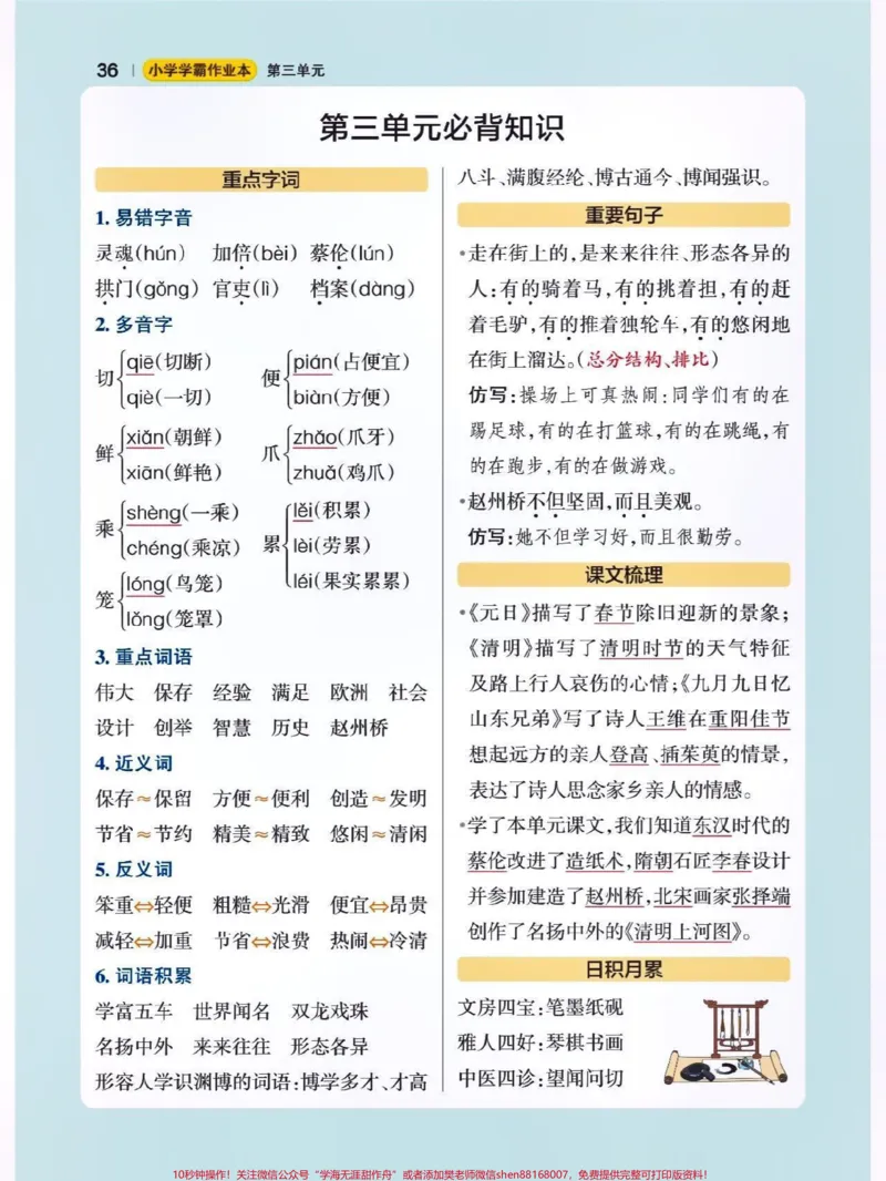 《三年级下册语文单元必背知识点。这部分内容包含三年级下册语文每单元重点字词、重点句子和日积月累,适合期中、期末复习使用,建议保存。#关注我持续更新小学知识#知识点总结#小学语文必考知识点盘点#三年级语文@qunju888.com小助手@qunju888.com热点@qunju888.com创作者中心》第3页预览