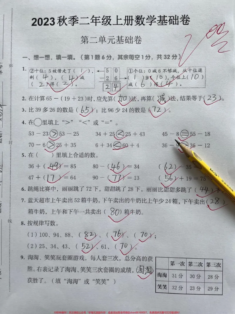 《二年级数学上册班主任推荐第二单元测试卷。#单元测试卷#二年级上册数学#人教版#单元检测试卷#第二单元检测_最新小学1-9年级各科+幼升小+综合类学习资源汇总包》第1页预览