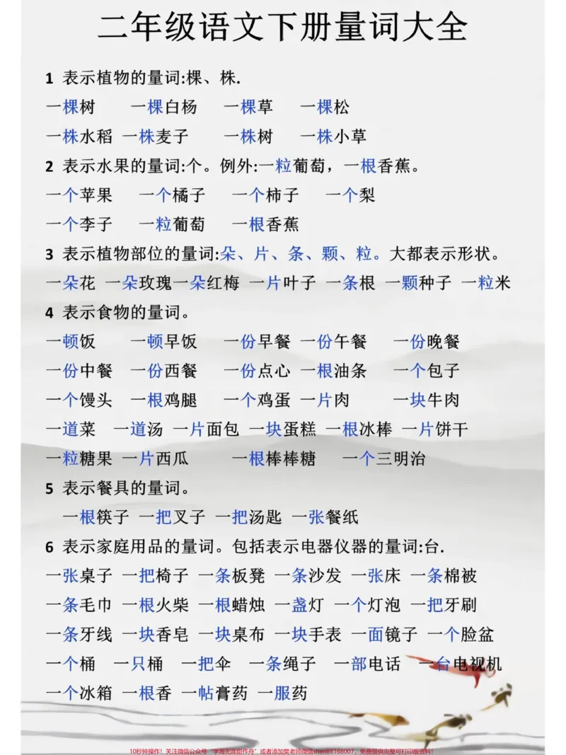 《二年级语文下册量词大全#教育#家长收藏孩子受益#知识点总结#小学语文#每天学习一点点_最新小学1-9年级各科+幼升小+综合类学习资源汇总包_二年级一线老师整理版资源(全网独家)》第1页预览
