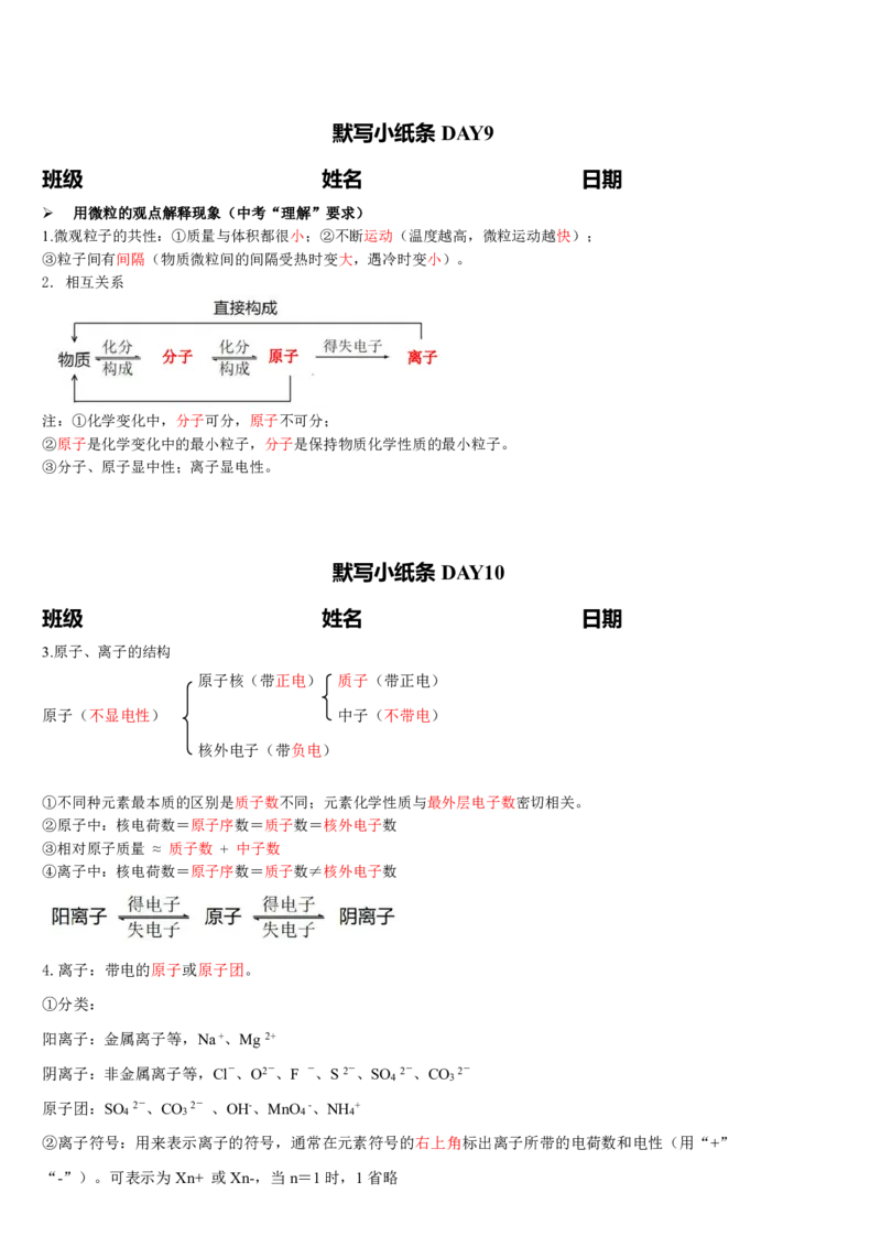 《版（1）九上化学默写小纸条答案_2026秋初中教辅合集_2027学科网&_2026秋《九上化学•知识点默写小纸条》3版》第5页预览