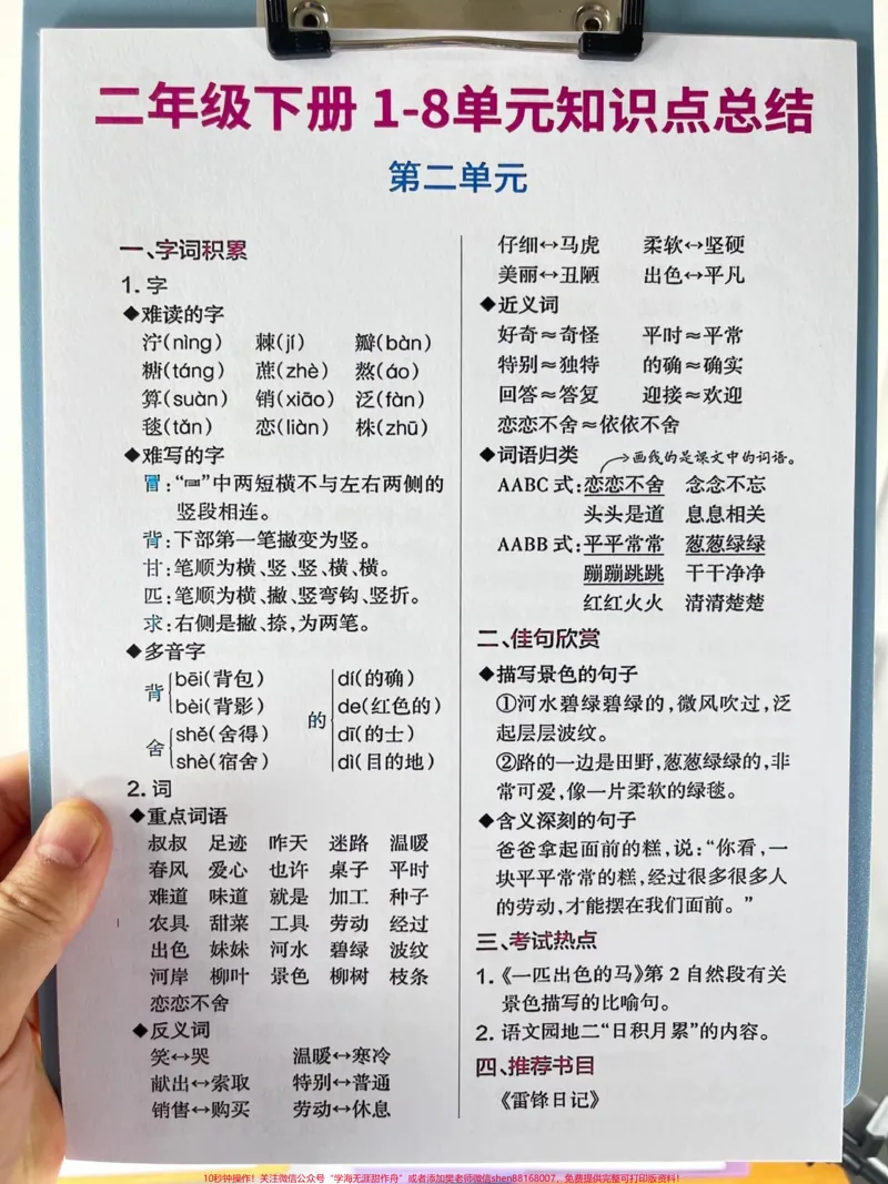 《二年级语文下册1-8单元知识点总结资料,期末复习重点归纳,语文老师精心整理,家长给孩子打印出来记一记吧!#二年级语文下册#二年级语文期末知识点#期末复习重点》第3页预览