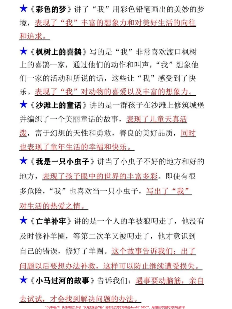 《二年级下册语文全册课文中心思想归纳总结大全#每天学习一点点#教育#学习#二年级语文#二年级语文预习_最新小学1-9年级各科+幼升小+综合类学习资源汇总包》第3页预览