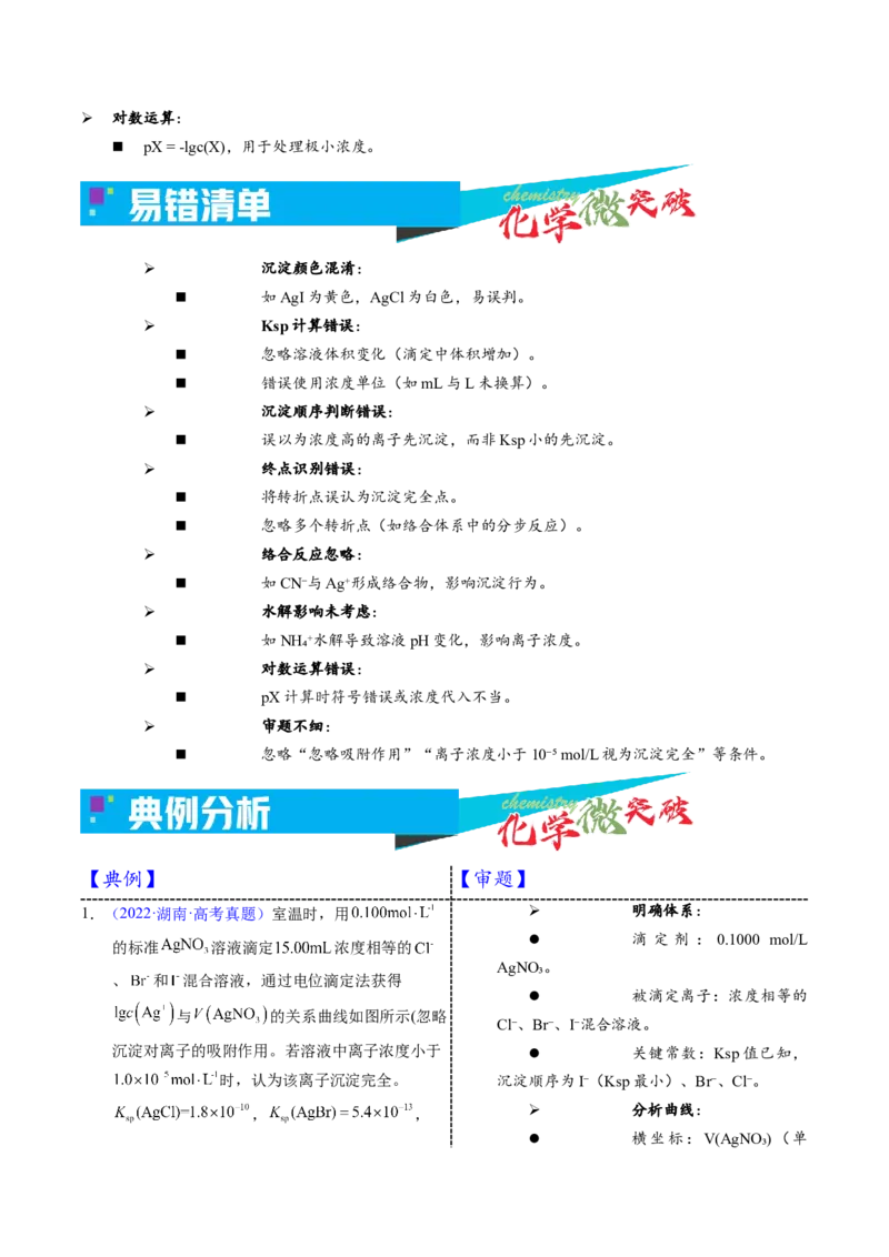 《4-1沉淀滴定曲线图像（学生版）_高考一二三轮复习_化学_2026年-化学高考专项复习_22026年高考化学培优微突破讲义（全国通用）》第3页预览
