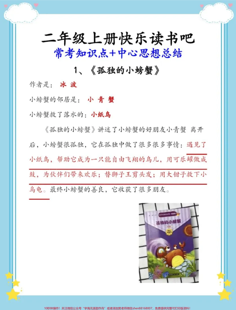 《二年级快乐读书吧常考知识点+中心思想。#一升二#语文#快乐读书吧#快乐读书吧知识点#二年级_最新小学1-9年级各科+幼升小+综合类学习资源汇总包》第2页预览