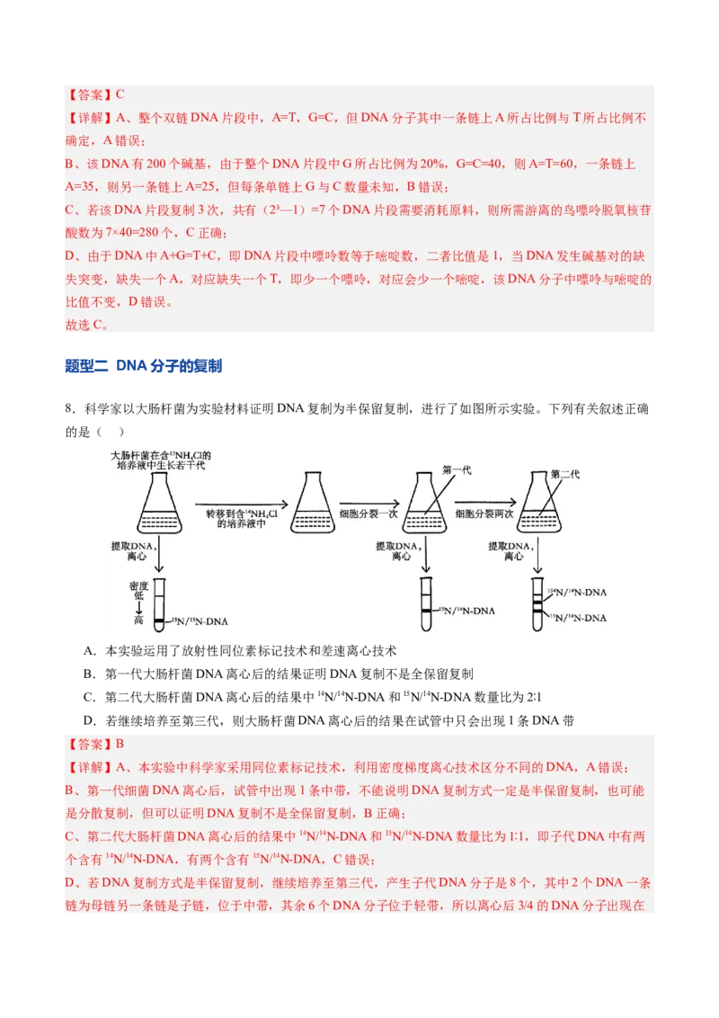 《第20讲DNA分子的结构、复制与基因的本质（专项训练）（四川专用）（教师版）_高考一二三轮复习_生物_2026年高考生物一轮_2026年高考生物一轮课件+讲义+练习（四川专用）-G335》第4页预览