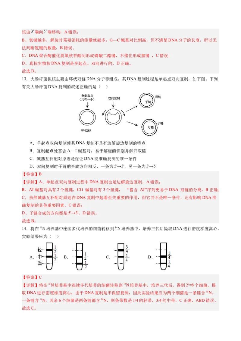 《第20讲DNA分子的结构、复制与基因的本质（专项训练）（四川专用）（教师版）_高考一二三轮复习_生物_2026年高考生物一轮_2026年高考生物一轮课件+讲义+练习（四川专用）-G335》第7页预览