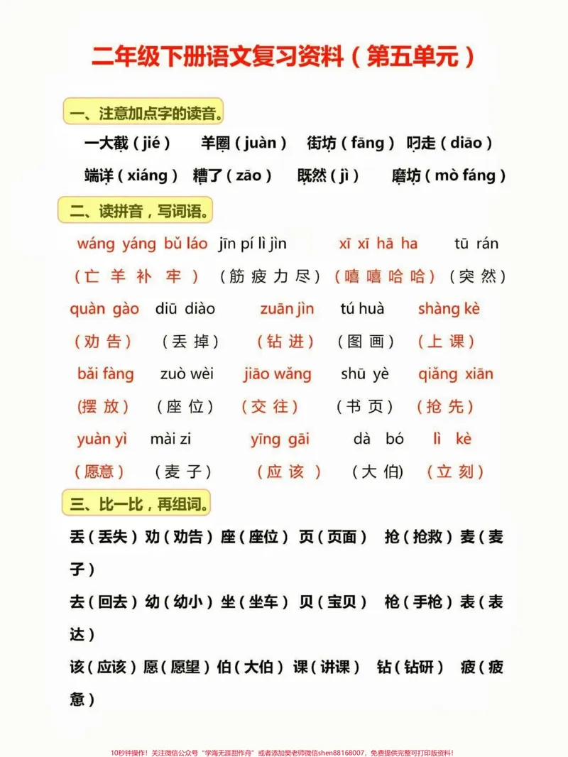 《二年级语文下册第五单元知识点总结。二年级语文下册第五单元知识点总结#二年级#二年级语文下册#第五单元#知识点总结#家长收藏孩子受益_二年级一线老师整理版资源（全网独家）》第2页预览