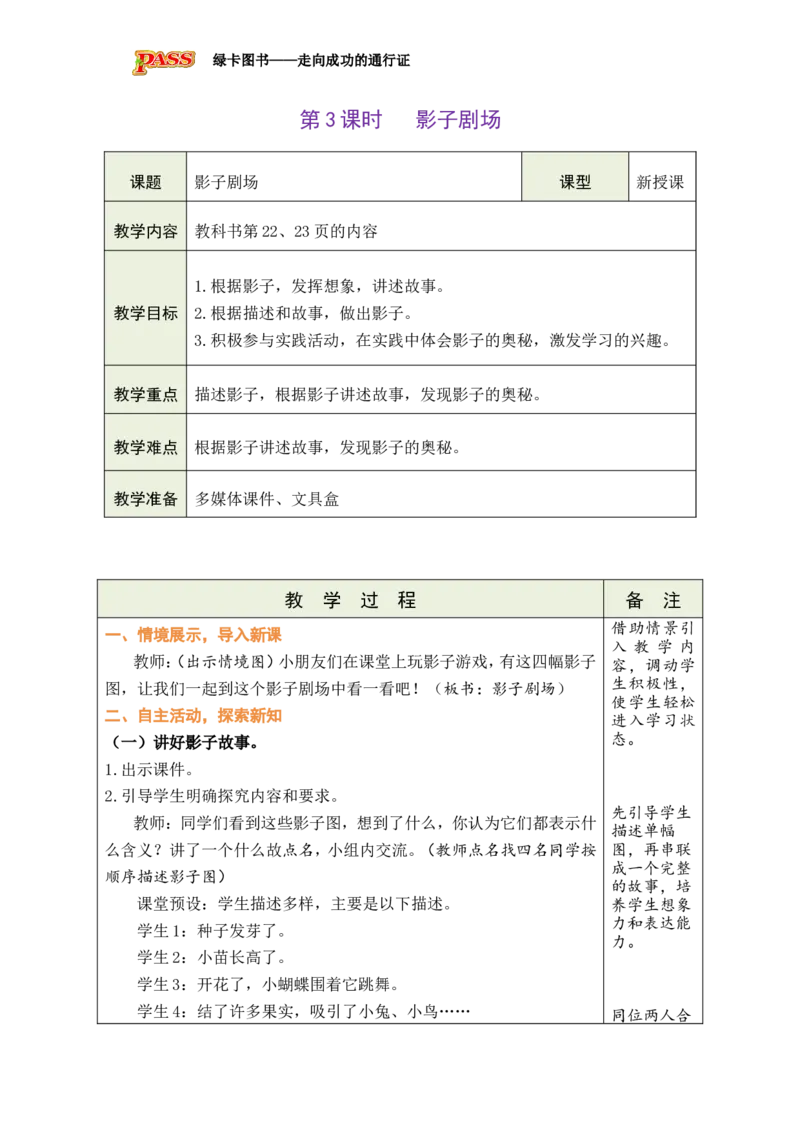 《第3课时影子剧场_26春小学语数英道科各版本《课件+教案》_26春各版本数学《课件+教案》1-6年级下册_26春北师大版数学1-6年级下册教案课件PPT_26春绿卡学霸-1数-北师-备课教案》第1页预览