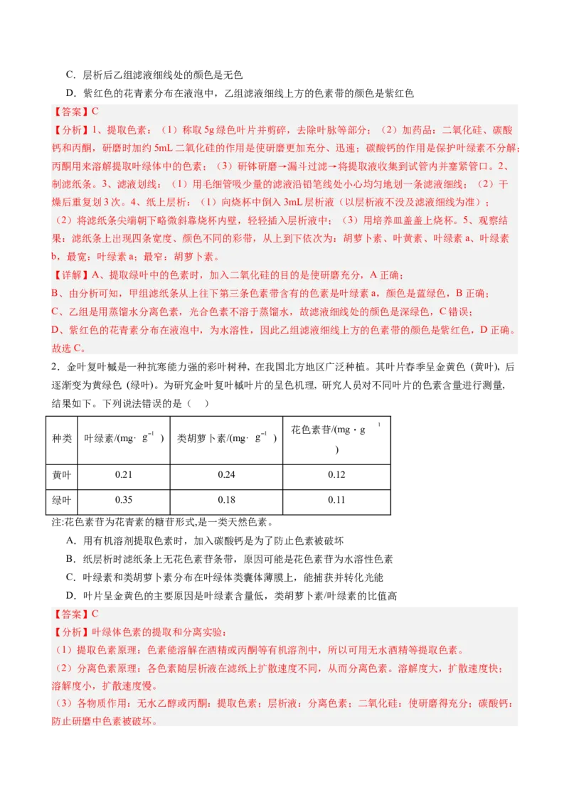 《第10讲光合作用（专项训练）（黑吉辽蒙专用）（教师版）_高考一二三轮复习_生物_2026年高考生物一轮_2026年高考生物一轮课件+讲义+练习（黑吉辽蒙专用）-G330》第2页预览