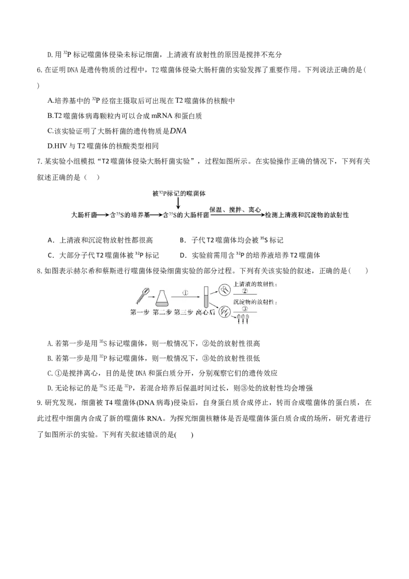 《第19讲DNA是主要的遗传物质（专项训练）（湖南专用）（学生版）_高考一二三轮复习_生物_2026年高考生物一轮_2026年高考生物一轮课件+讲义+练习（湖南专用）-G331》第3页预览