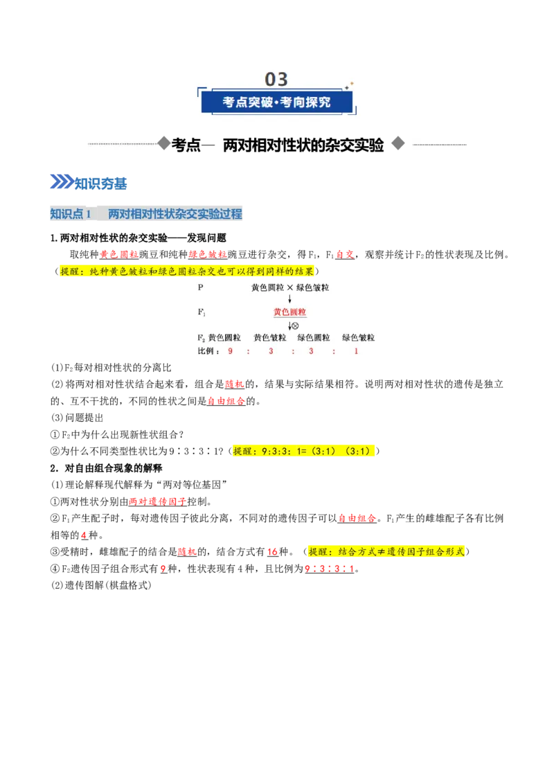 《第16讲自由组合定律(复习讲义)(全国通用)(教师版)_高考一二三轮复习_生物_2026年高考生物一轮_2026年高考生物一轮复习讲义+练习+课件(新教材新高考)-G55_2026版》第4页预览