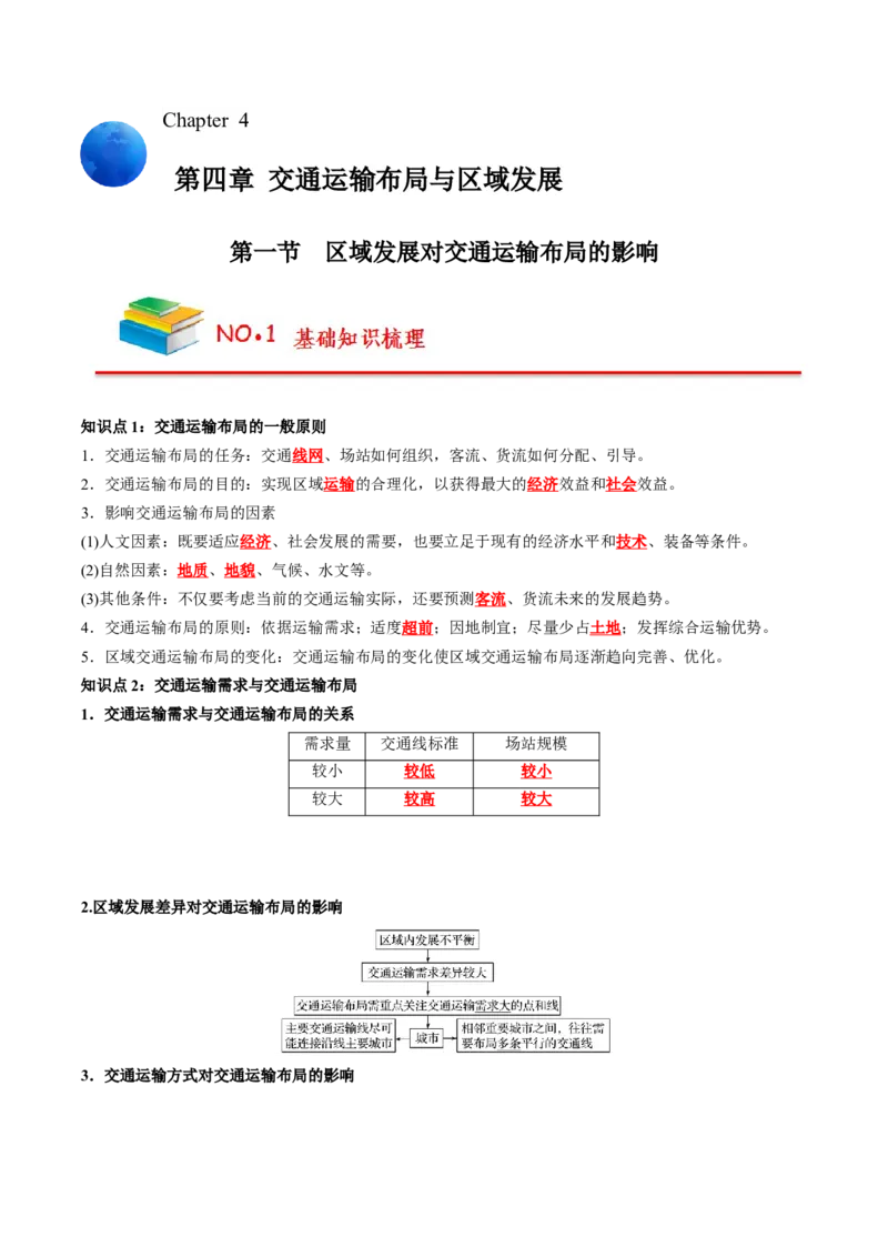 《第4章交通运输布局与区域发展（教师版）-高中地理知识总结（人教版必修第二册）_2027高中必刷题_必刷题2027_2027高一高二必刷题_地理_人教版必修2-高中地理》第1页预览