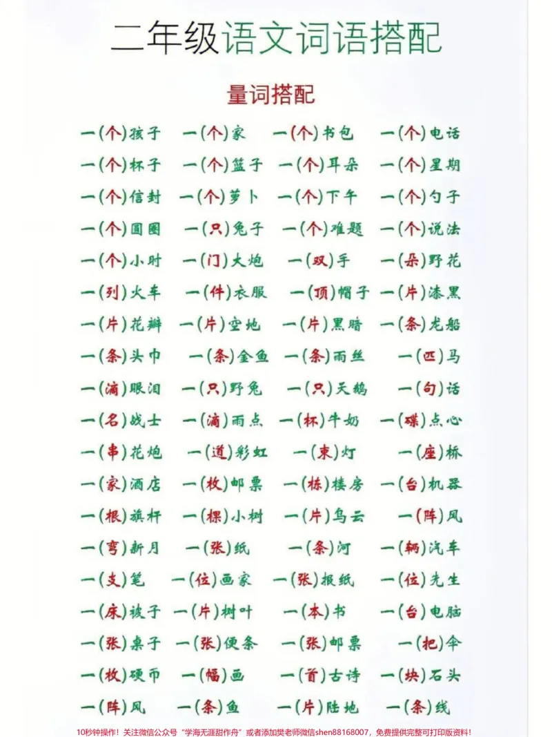 《二年级语文词语搭配归类#家长收藏孩子受益#学习#小学知识点归纳#知识点总结_最新小学1-9年级各科+幼升小+综合类学习资源汇总包_二年级一线老师整理版资源(全网独家)》第1页预览