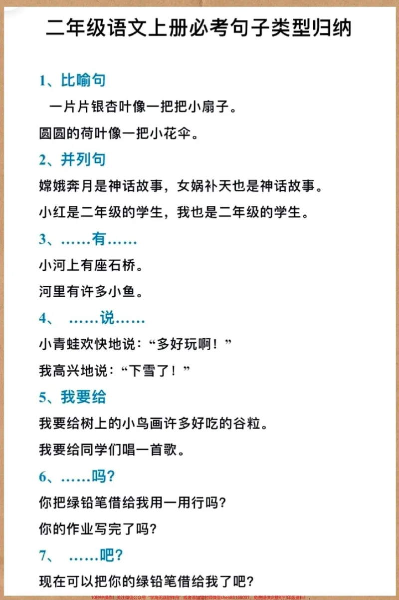 《二年级上册语文必考句子仿写。#二年级上册语文#知识点总结#必考考点#语文#二年级》第2页预览