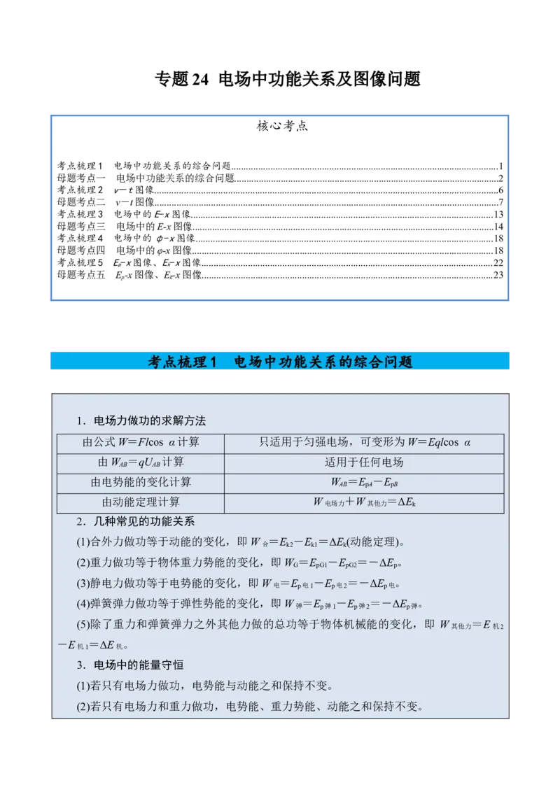 《专题24电场中功能关系及图像问题-（精讲）高考母题一题三练（学生版）_高考一二三轮复习_物理_2026年-物理高考专项复习_2026年高考物理复习高考母题一题三练-G433_资料》第1页预览