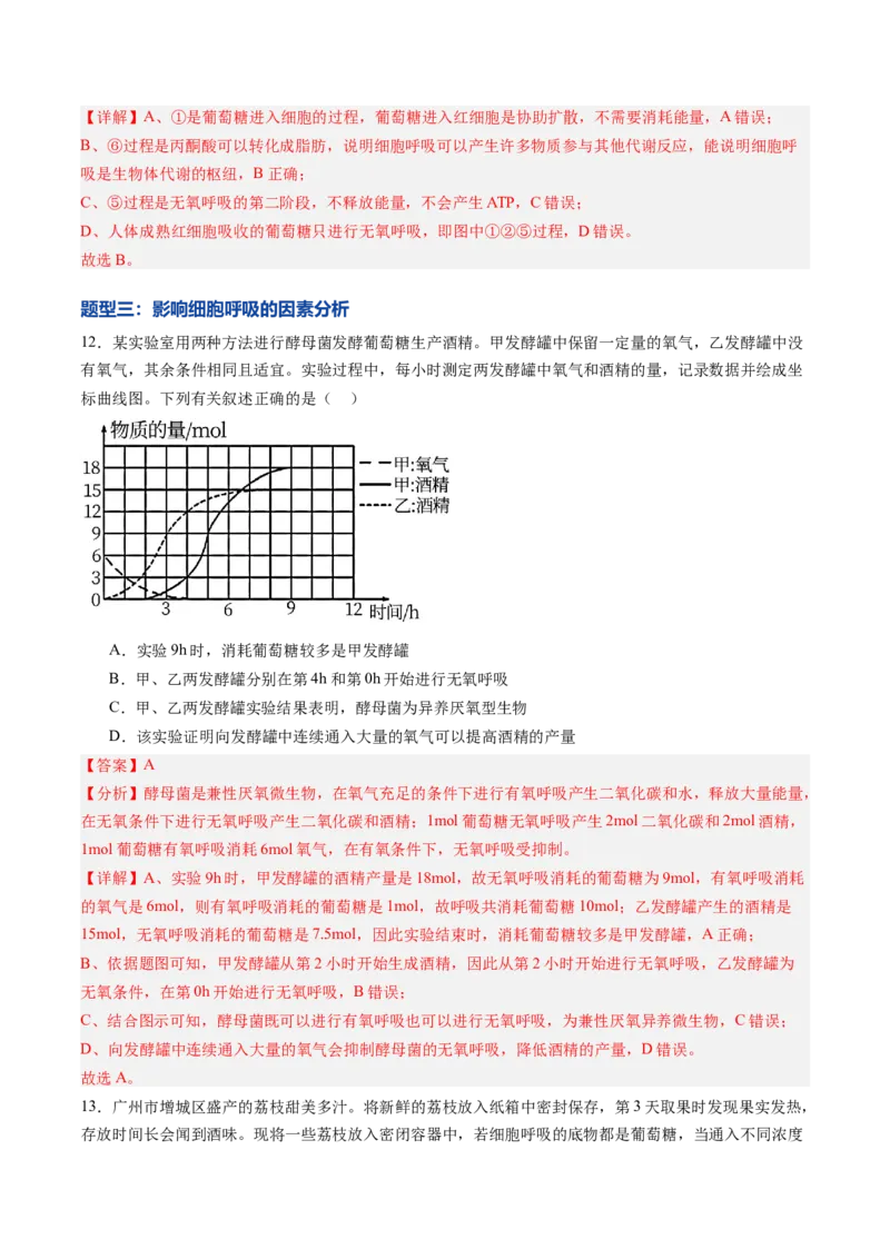 《第09讲细胞呼吸（专项训练）（黑吉辽蒙专用）（教师版）_高考一二三轮复习_生物_2026年高考生物一轮_2026年高考生物一轮课件+讲义+练习（黑吉辽蒙专用）-G330》第8页预览