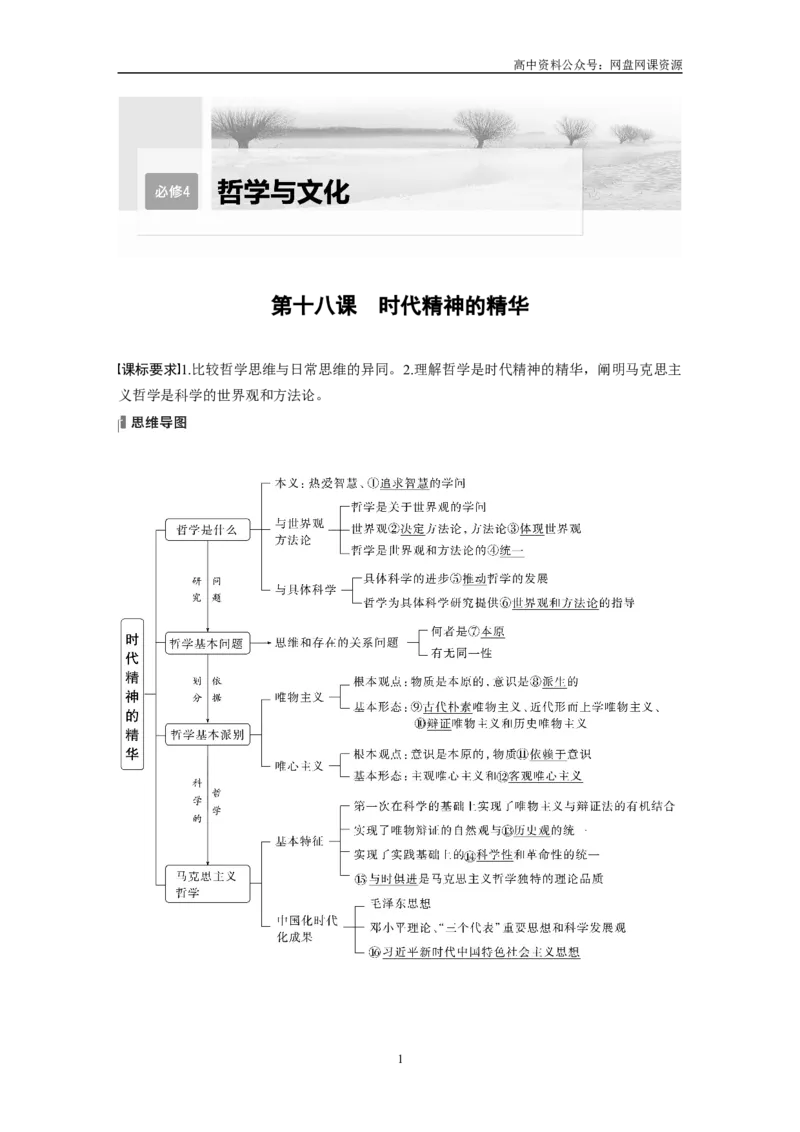 《2024年高考政治一轮复习（部编版）必修4　第18课　时代精神的精华_初高中资料库_高中资料库（转存避免链接过期失效）_高中政治》第1页预览