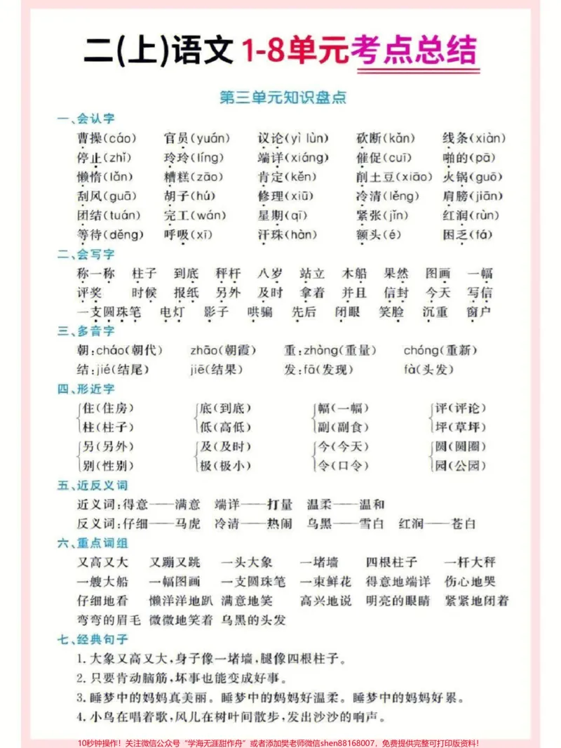 《二上语文期末重点必考知识点归纳#家长收藏孩子受益#教育#期末复习#知识点总结#学习》第3页预览