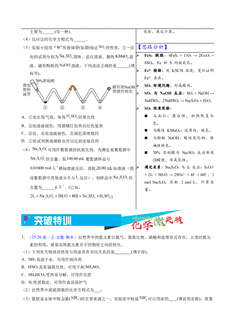 《3-18硫酸、硝酸的工业制备（学生版）_高考一二三轮复习_化学_2026年-化学高考专项复习_22026年高考化学培优微突破讲义（全国通用）》第4页预览