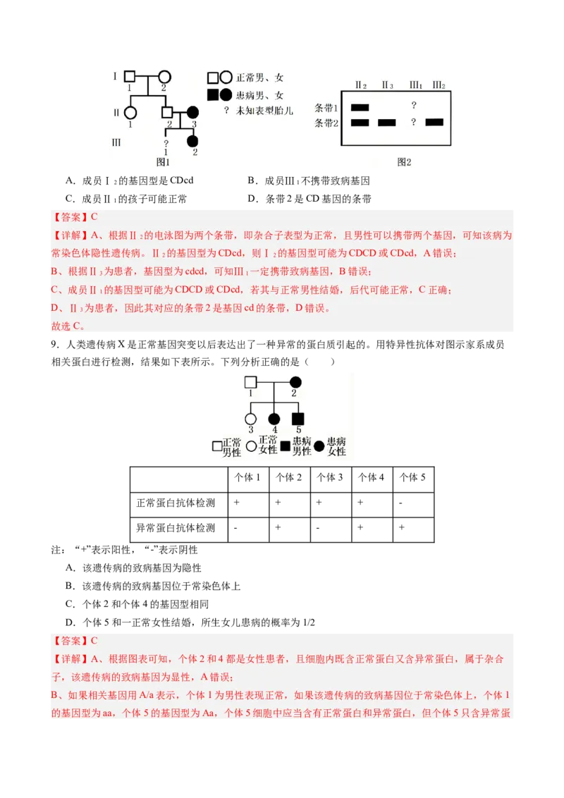 《第17讲伴性遗传和人类遗传病（专项训练）（四川专用）（教师版）_高考一二三轮复习_生物_2026年高考生物一轮_2026年高考生物一轮课件+讲义+练习（四川专用）-G335》第5页预览