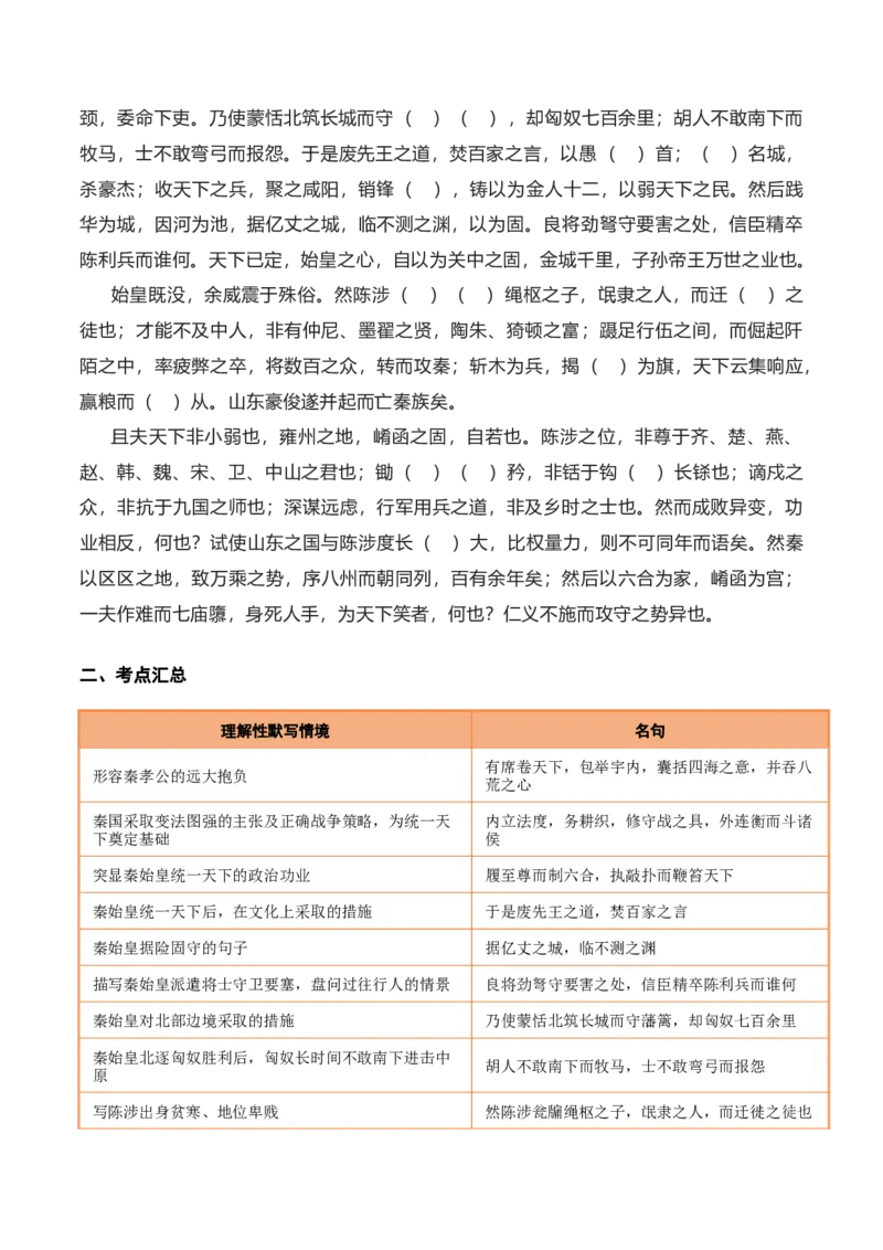 《第23练选择性必修中册《过秦论》理解性默写（学生版)_高考一二三轮复习_语文_2026年-语文专项复习_2026年高考语文古诗文名句名篇默写每日一练（统编版）-G182_资料_2026版》第2页预览